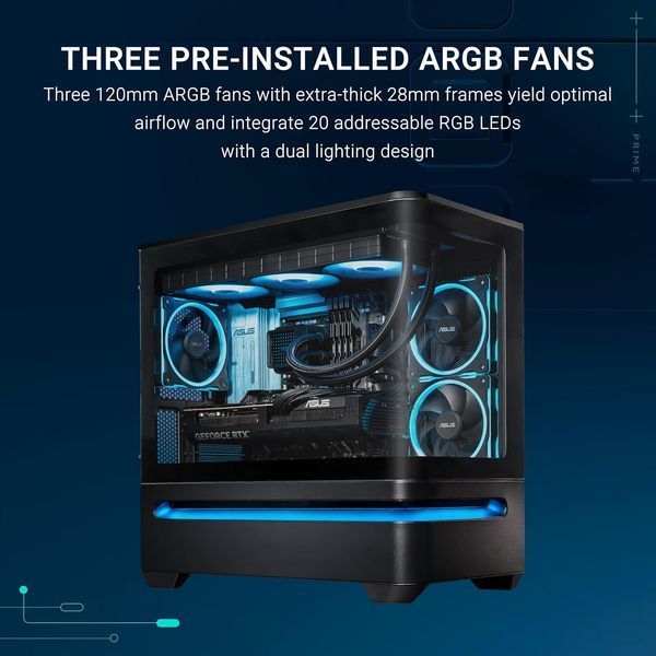 Carcasa Case Micro ATX ASUS Prime AP202 ARGB Black no PSU, Curved Tempered Glass Panel,  3 x ARGB Fans 120mm, 2xUSB 3.2 Gen1, USB 3.2 Gen2 Type C, Audio-out&Mic AP202/BK/TG/ARGB// 33132 DOXYTERRA.md foto