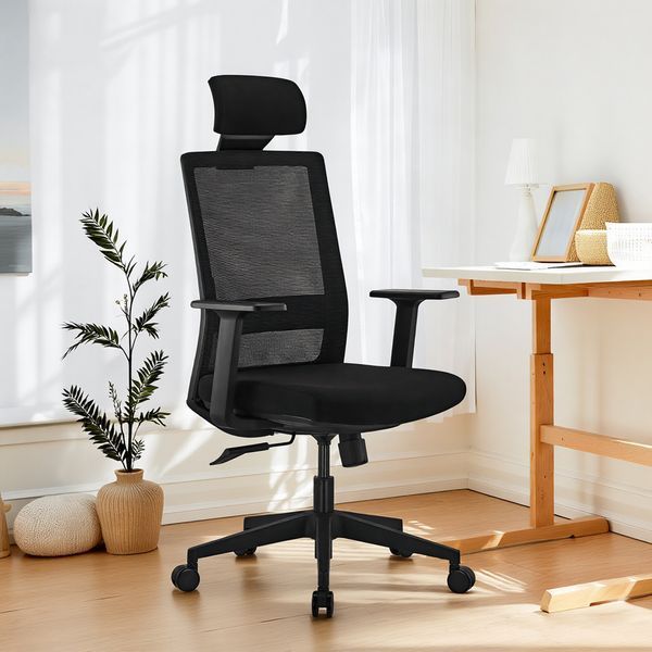 Scaun de birou ergonomic LumiVida Ergonomic Office Chair LV-CH05-37, Black, Adjustable Headrest, Lumbar Support, Breathable Mesh Back, Fixed Armrest, Pneumatic Seat-Height Adjustment, 340mm Nylon Base, 60mm PU Caster,100mm Class 3 Gas Lift, Weight Capacit 33418 DOXYTERRA.md foto