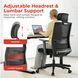 Scaun de birou ergonomic LumiVida Ergonomic Office Chair LV-CH05-37, Black, Adjustable Headrest, Lumbar Support, Breathable Mesh Back, Fixed Armrest, Pneumatic Seat-Height Adjustment, 340mm Nylon Base, 60mm PU Caster,100mm Class 3 Gas Lift, Weight Capacit 33418 foto 11 DOXYTERRA.md