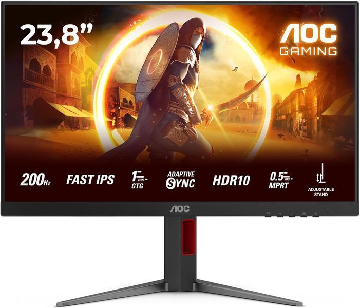 Monitor 23.8 AOC 24G4HA Black, IPS, 1920x1080, 200Hz, AdaptiveSync+G-Sync, 0.5msMPRT, 300cd, HDR10, HDMI+DP, Speakers, Pivot 246386 DOXYTERRA.md фото